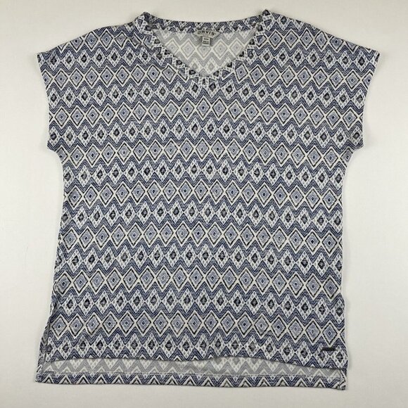 Orvis Short Sleeve T-Shirt Women’s S Polyester Blend Stretch V-Neck Diamond Blue - Picture 1 of 10